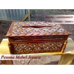 Kotak Tisu / Tempat Tissue / Box Tissue Persegi Panjang / Box Tissue Ukir Kayu Jati