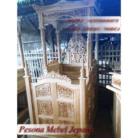 Mimbar Kubah / Mimbar Masjid / Mimbar Kubah Masjid Ukir Kayu Jati Pesona Mebel Jepara