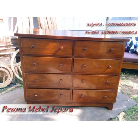 Bufet atau Nakas Minimalis Laci 8 atau Teak 8 Drawers Minimalis