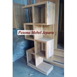 Rak Buku atau Rak Tas atau Rak Susun Partisi Kayu Jati
