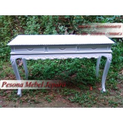 Meja Console / Konsul Laci 3 Ukir Cat Duco White