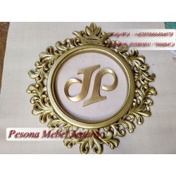 Frame atau Bingkai atau Pigura Cermin atau Logo Perusahaan Full Ukir Kayu Jati