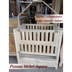 Dipan atau Box Bayi Ayun Minimalis Persegi Kayu Jati