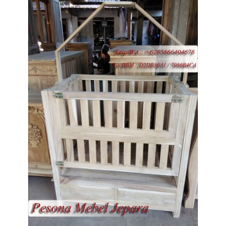 Dipan atau Box Bayi Ayun Minimalis Persegi Kayu Jati