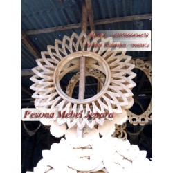 Bingkai atau Pigura Cermin Motif Sirap Kayu Jati