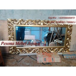 Bingkai atau Frame atau Pigura Cermin Kotak Ukir Waru Panjang 150 cm