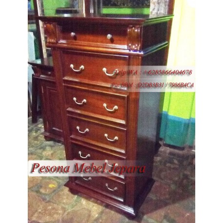 High 6 Drawers Minimalis atau Nakas Tinggi Laci 6 Minimalis