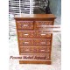Drawers 6 Minimalis Meteor, Nakas Laci 6 Ukir Meteor Kayu Jati