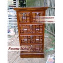 Nakas Ukir Meteor Laci 5, 5 Drawers Ukir Meteor, Ukuran 60 cm Kayu Jati