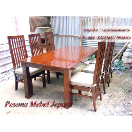 Meja Makan, Kursi Makan Balero Salur 6 Kursi, Kayu Jati