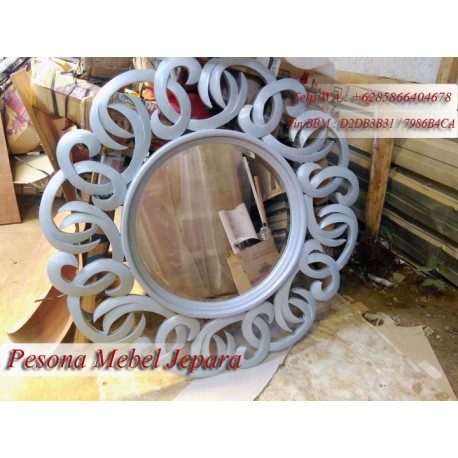 Bingkai, Frame, Pigura Cermin Ukir Gelang Kail Kayu Jati