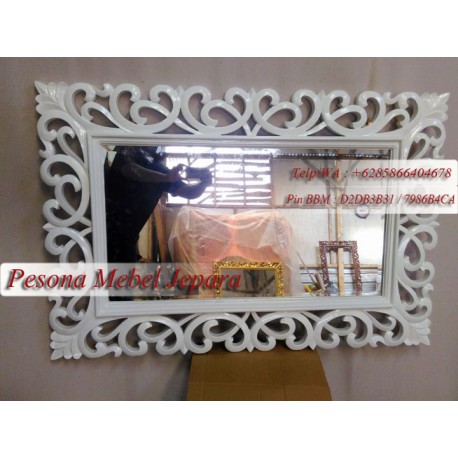 Bingkai, Frame, Pigura Cermin Ukir Akar Hati Polos Kayu Jati, Ukuran 120 cm